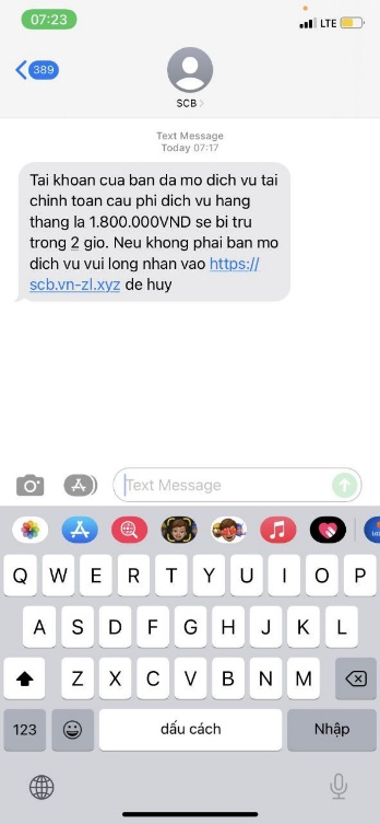 SCB cảnh b&aacute;o lừa đảo qua tin nhắn giả mạo - Ảnh 2.