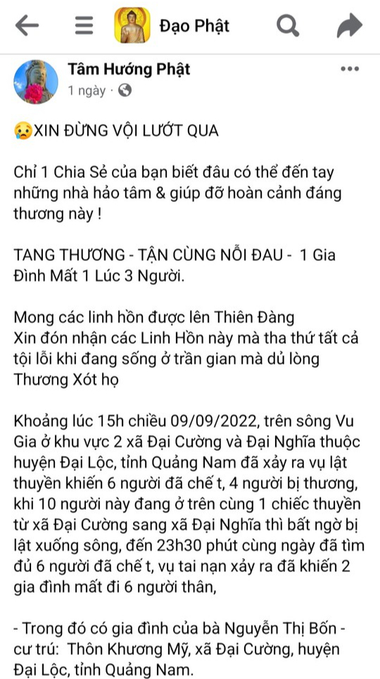 Lấy ảnh 3 người trong 1 nh&agrave; ở Quảng Nam chết 2 năm trước để k&ecirc;u gọi hỗ trợ - Ảnh 1.