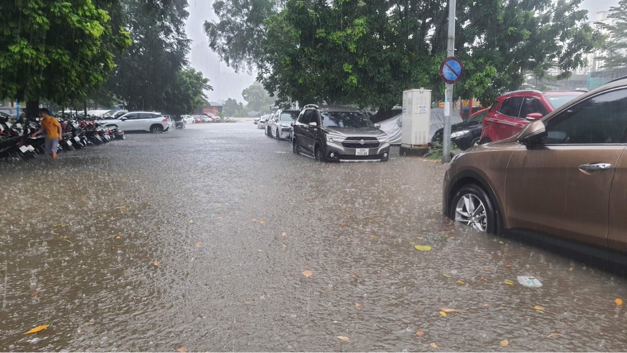 Nhiều tuyến phố ngập sâu, xế hộp bị cây bật gốc đè trúng trong cơn mưa lớn - Ảnh 6.