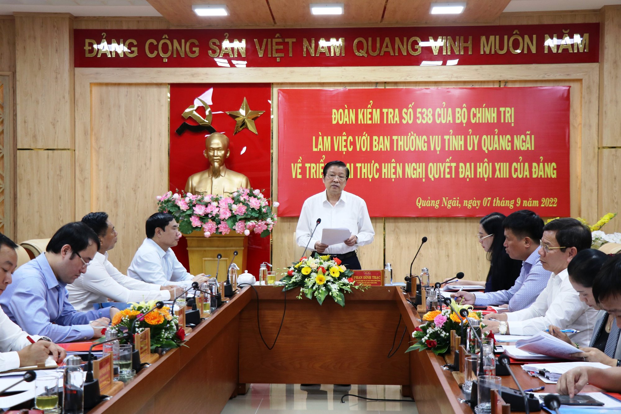 Đoàn Kiểm tra 538 của Bộ Chính trị làm việc tại Quảng Ngãi