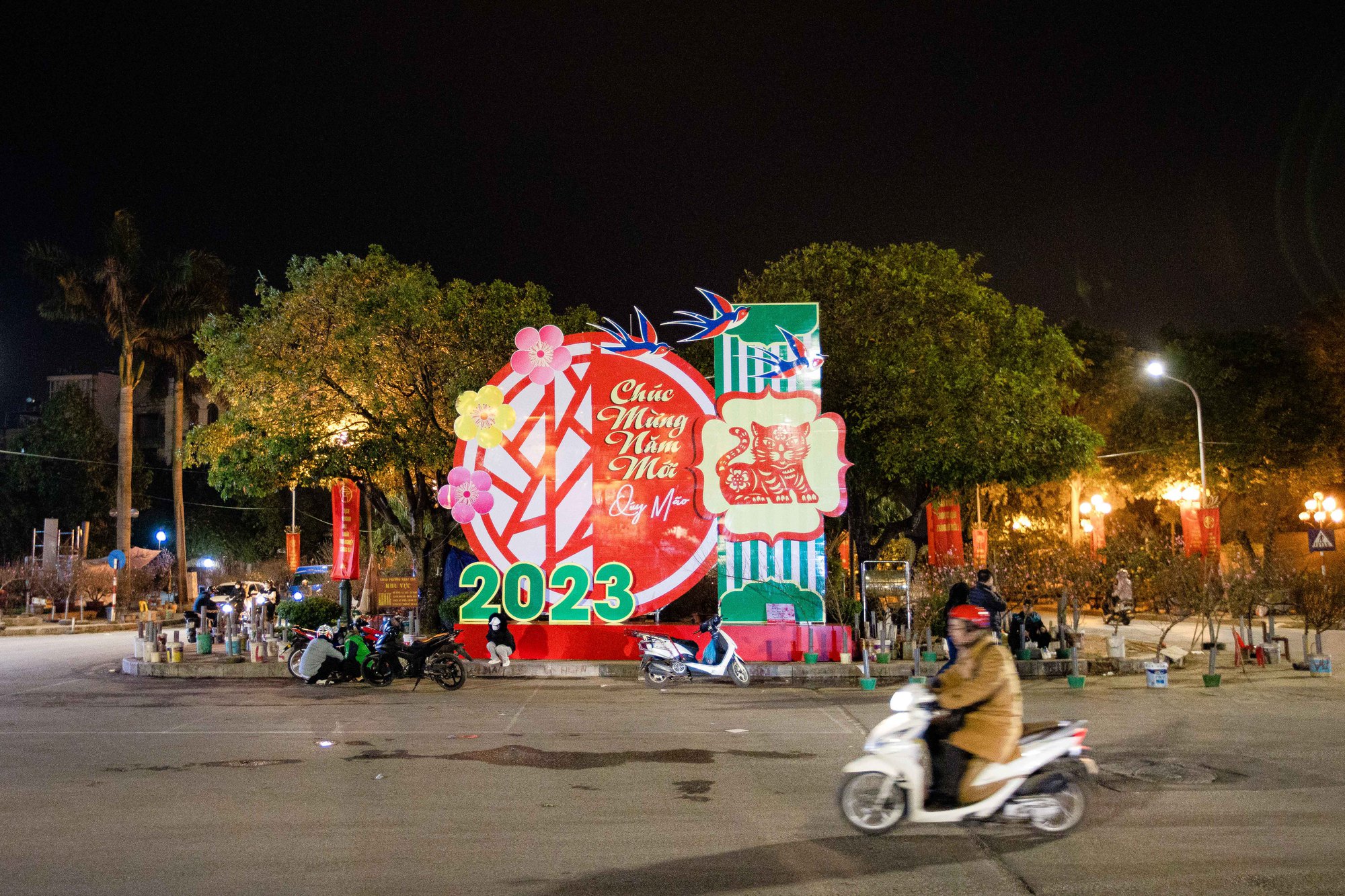 Người dân dựng lều trắng đêm trông đào, quất - Ảnh 1.
