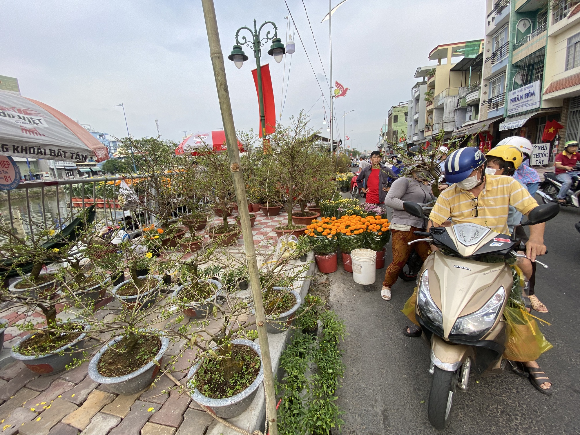 Ghe chở hoa kiểng Tết cập Bến Bình Đông nhiều chưa từng thấy - Ảnh 4.
