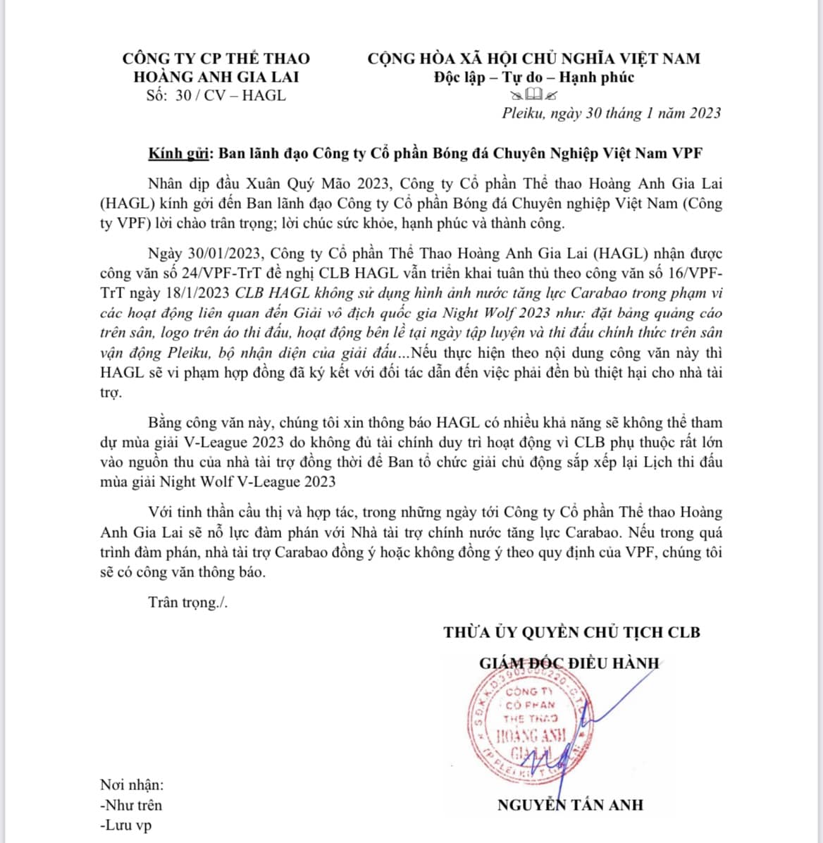 M&acirc;u thuẫn với VPF, CLB Ho&agrave;ng Anh Gia Lai tiếp tục dọa bỏ V-League - Ảnh 3.