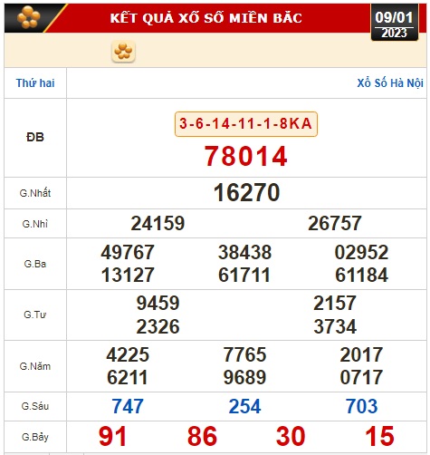 Kết quả xổ số ng&agrave;y 9-1: TP HCM, Đồng Th&aacute;p, C&agrave; Mau, Ph&uacute; Y&ecirc;n, Thừa Thi&ecirc;n - Huế, H&agrave; Nội - Ảnh 2.