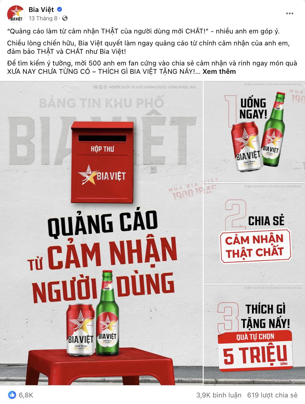 Bia Việt &ldquo;tung ho&agrave;nh&rdquo; mạng x&atilde; hội nhờ quảng c&aacute;o từ cảm nhận người d&ugrave;ng - Ảnh 1.