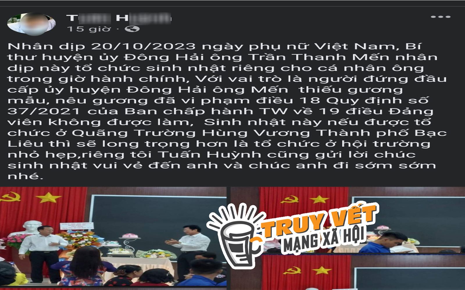 Bí thư huyện lên tiếng vụ tổ chức sinh nhật trong giờ hành chính