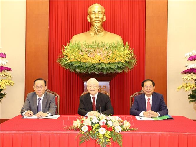 Tổng Bí thư điện đàm cấp cao với Tổng thống Pháp