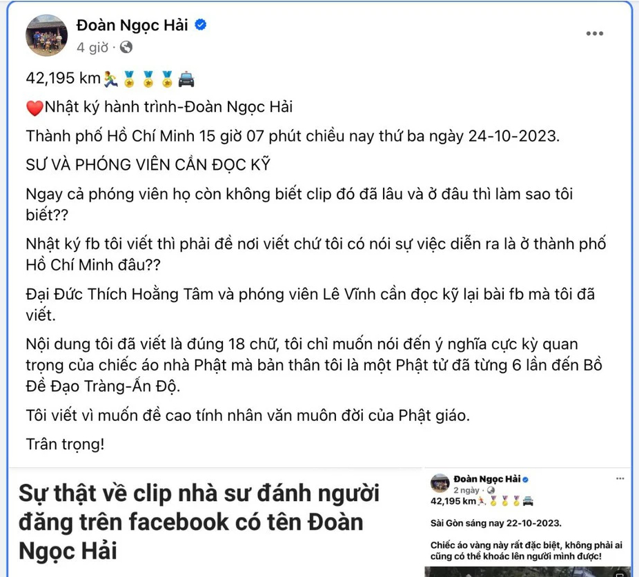 Sở TT-TT v&agrave;o cuộc vụ facebook Đo&agrave;n Ngọc Hải đăng clip nh&agrave; sư đ&aacute;nh người - Ảnh 2.