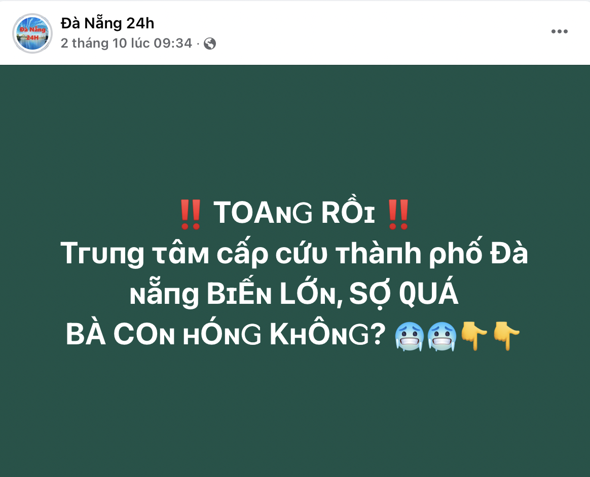 Đề nghị xử lý trang Facebook đăng tin sai về Trung tâm cấp cứu TP Đà Nẵng