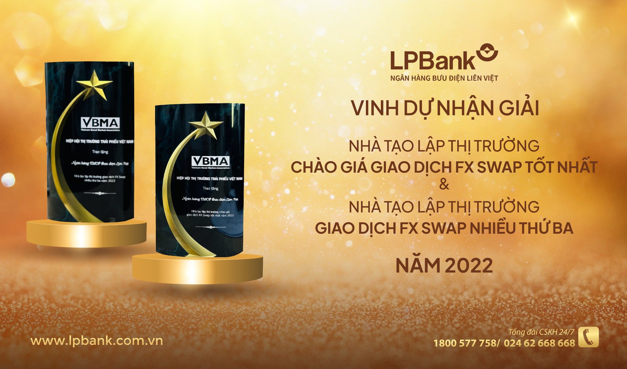 LPBank được vinh danh ở vị tr&iacute; cao trong c&aacute;c giải thưởng Nh&agrave; tạo lập thị trường của VBMA năm 2022 - Ảnh 1.