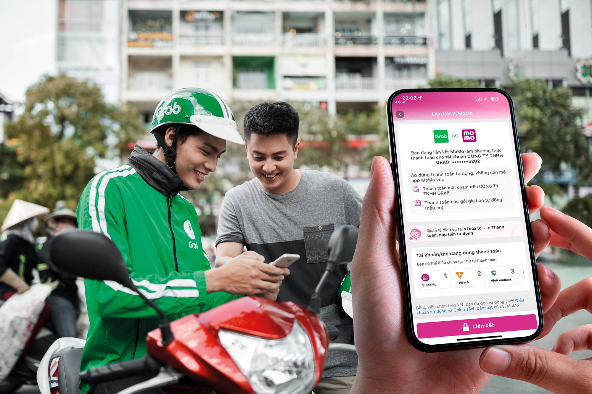 Thanh toán bằng MoMo khi sử dụng các dịch vụ Grab