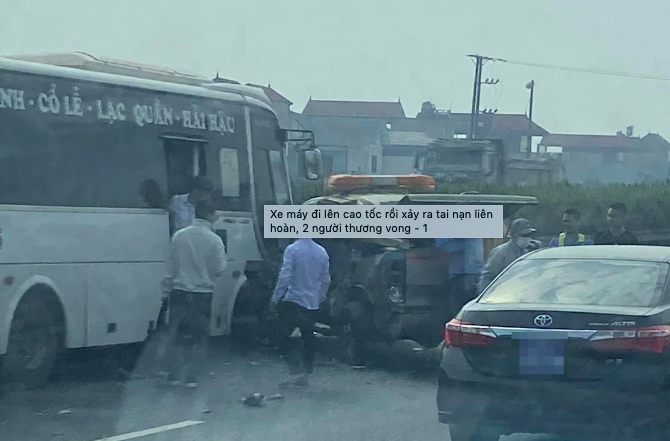 VIDEO: Va chạm xe tuần tra giao th&ocirc;ng tr&ecirc;n cao tốc, đ&ocirc;i nam nữ thương vong - Ảnh 1.