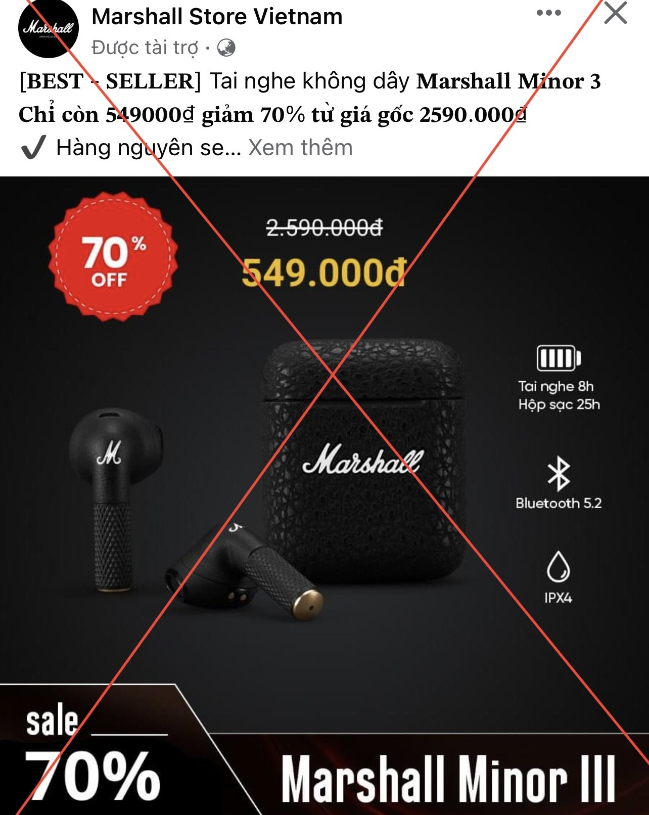 Tr&agrave;n ngập fanpage giả mạo rao b&aacute;n tai nghe Samsung, Marshall giảm gi&aacute; tới 70% - Ảnh 4.