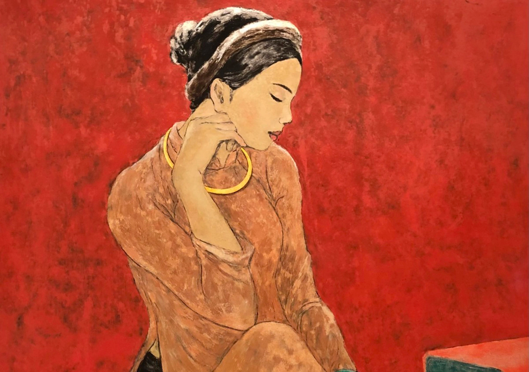 Độc đáo tranh phụ nữ Việt với áo dài