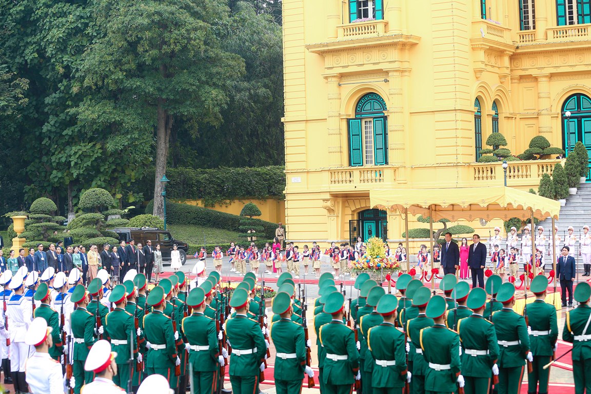 Cận cảnh Thủ tướng Phạm Minh Chính chủ trì lễ đón Thủ tướng Campuchia Hun Manet- Ảnh 7.