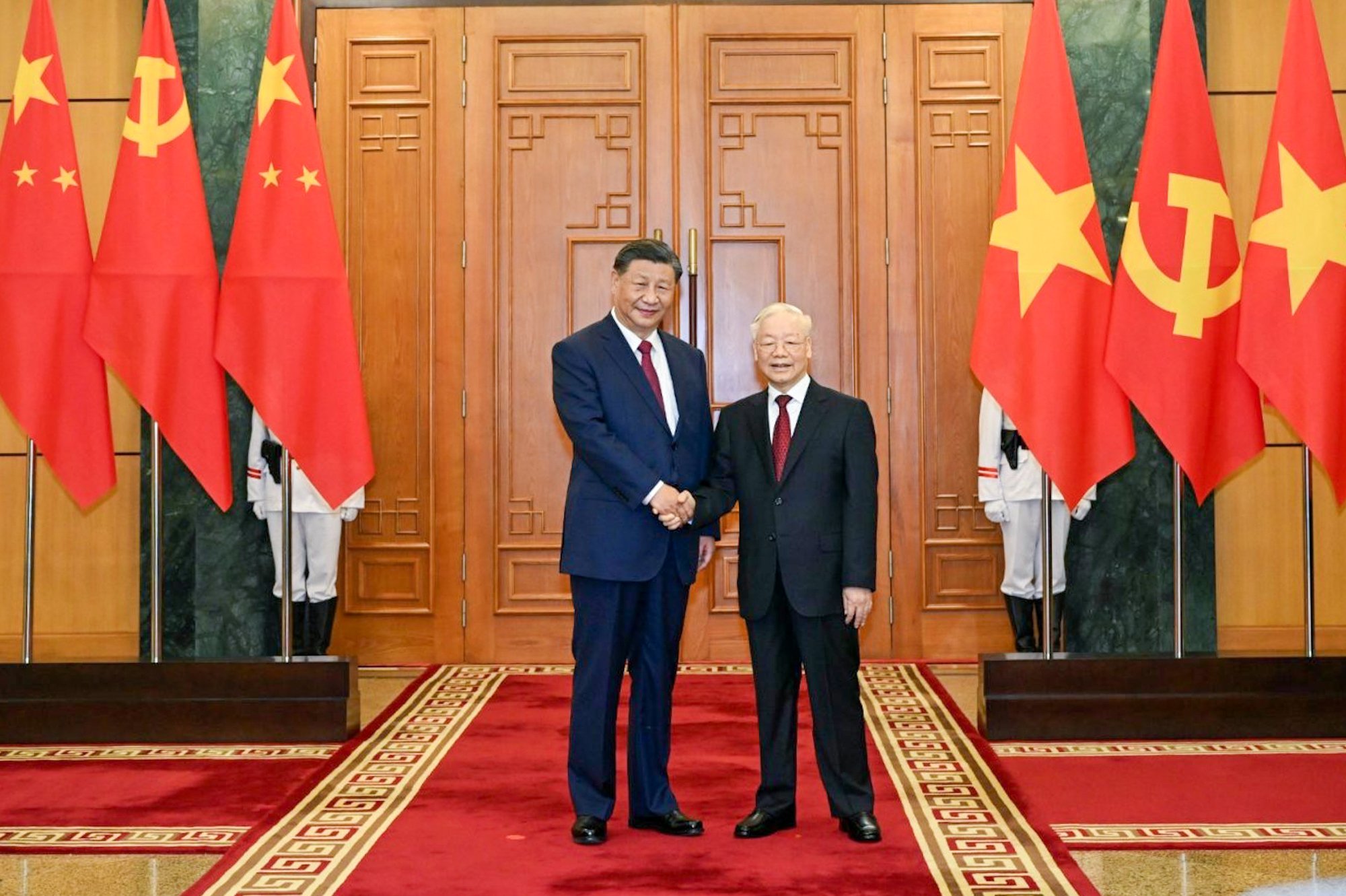 Tổng B&iacute; thư Nguyễn Ph&uacute; Trọng v&agrave; Tổng B&iacute; thư, Chủ tịch nước Trung Quốc Tập Cận B&igrave;nh chụp ảnh chungẢnh:   TTXVN