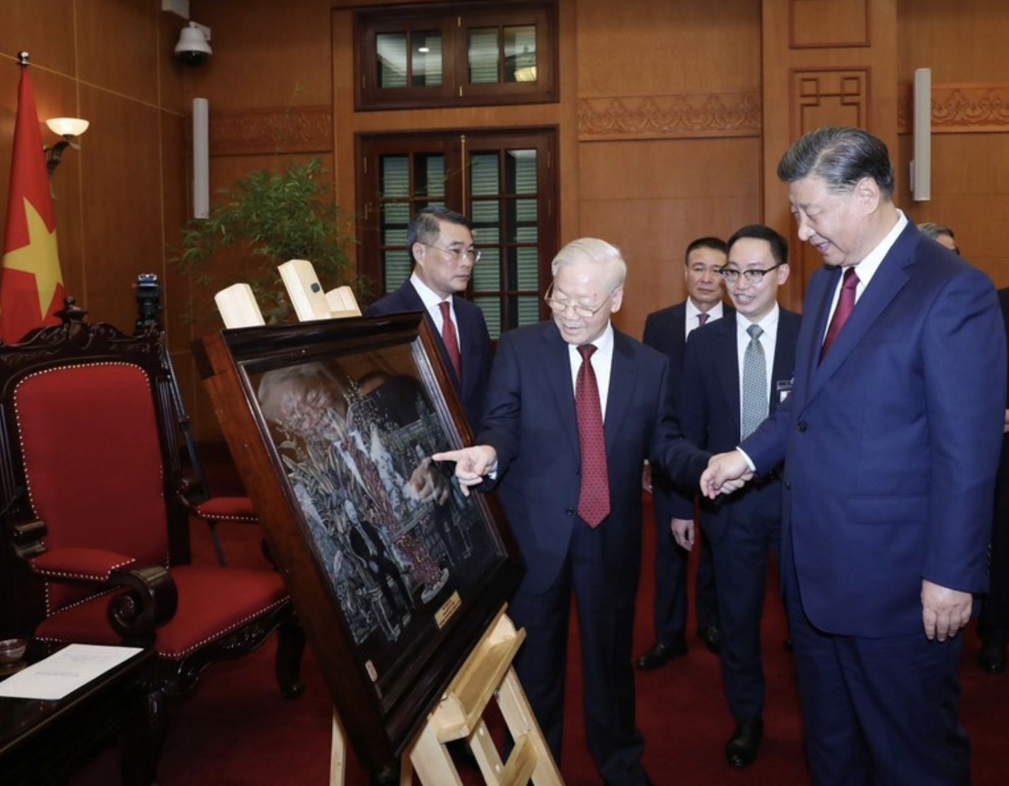 Tổng B&iacute; thư Nguyễn Ph&uacute; Trọng v&agrave; Tổng B&iacute; thư, Chủ tịch nước Tập Cận B&igrave;nh dự tiệc tr&agrave;- Ảnh 6.