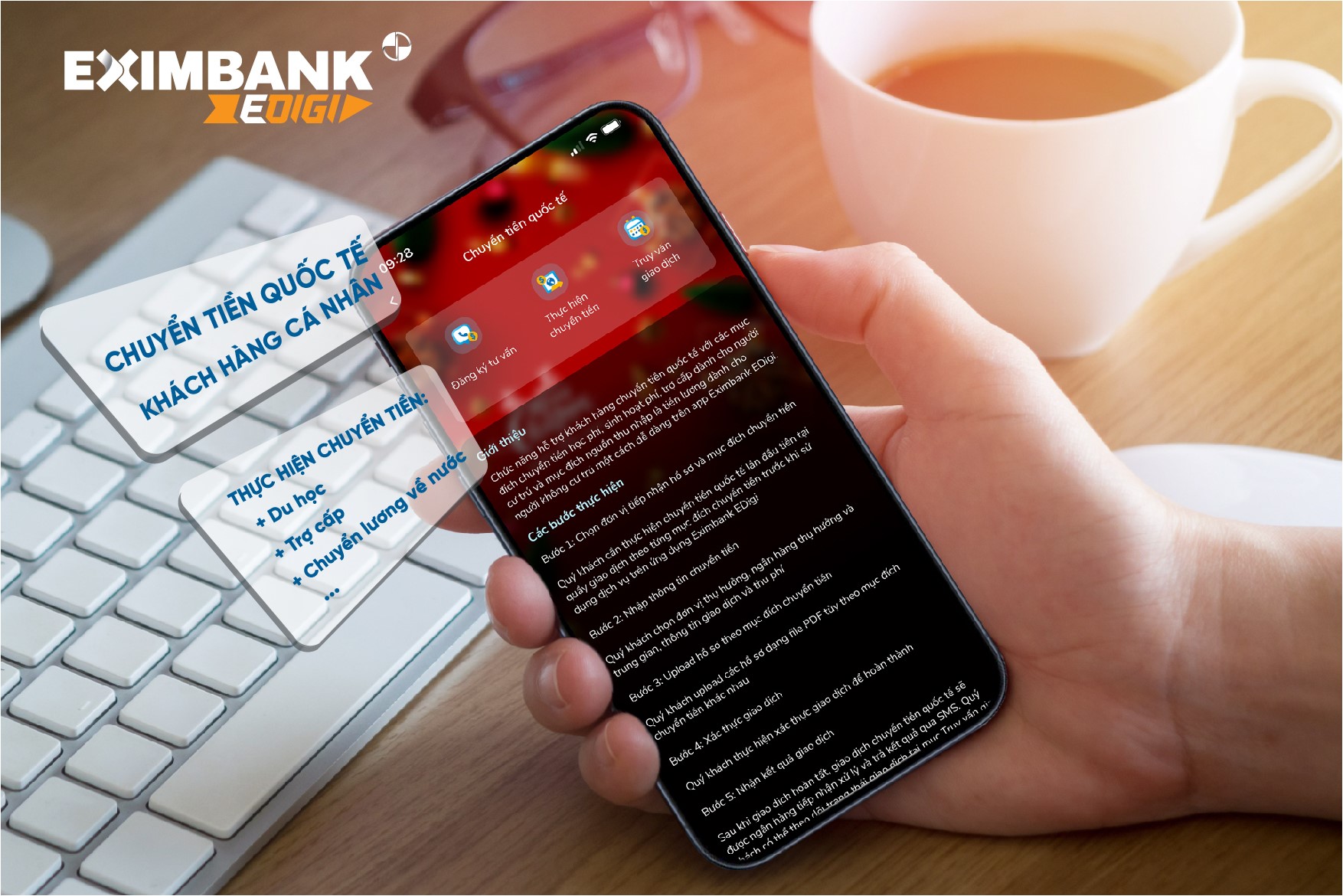 Chuyển tiền quốc tế online tr&ecirc;n APP EXIMBANK EDIGI- Ảnh 1.