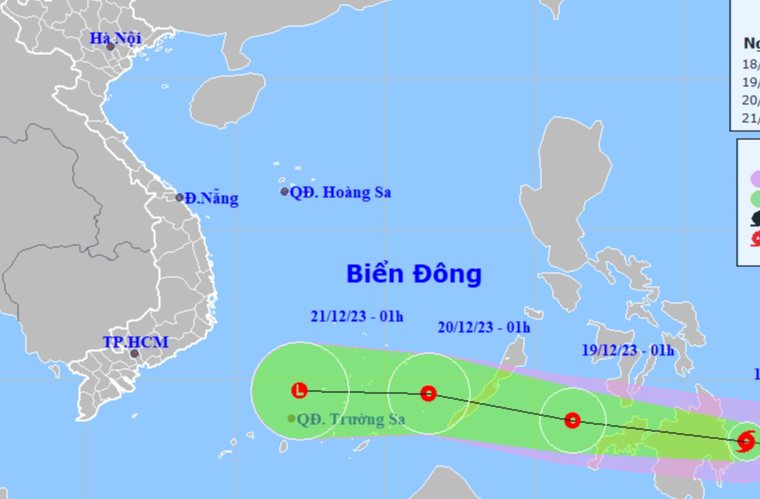 Hướng di chuyển của bão Jelawat