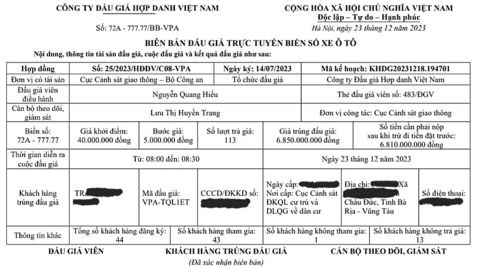 Người đ&agrave;n &ocirc;ng kinh doanh hạt điều ở BR-VT tr&uacute;ng đấu gi&aacute; biển số ngũ qu&yacute; 7- Ảnh 1.