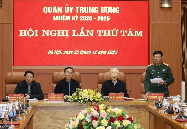 Những h&igrave;nh ảnh Tổng B&iacute; thư Nguyễn Ph&uacute; Trọng chủ tr&igrave; Hội nghị Qu&acirc;n ủy Trung ương- Ảnh 6.