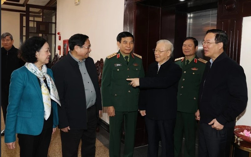 Những h&igrave;nh ảnh Tổng B&iacute; thư Nguyễn Ph&uacute; Trọng chủ tr&igrave; Hội nghị Qu&acirc;n ủy Trung ương