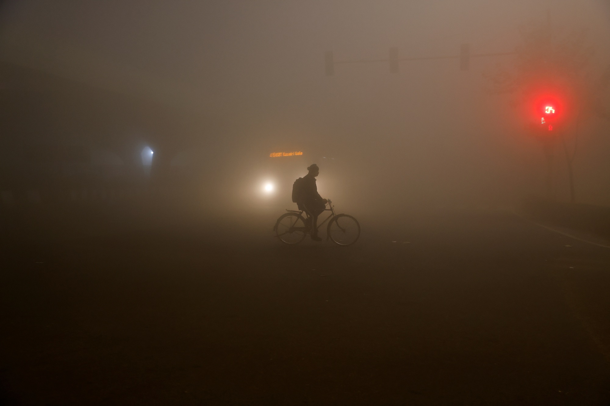 Sương mù dày đặc bao phủ thủ đô New Delhi - Ấn Độ ngày 27-12Ảnh: REUTERS