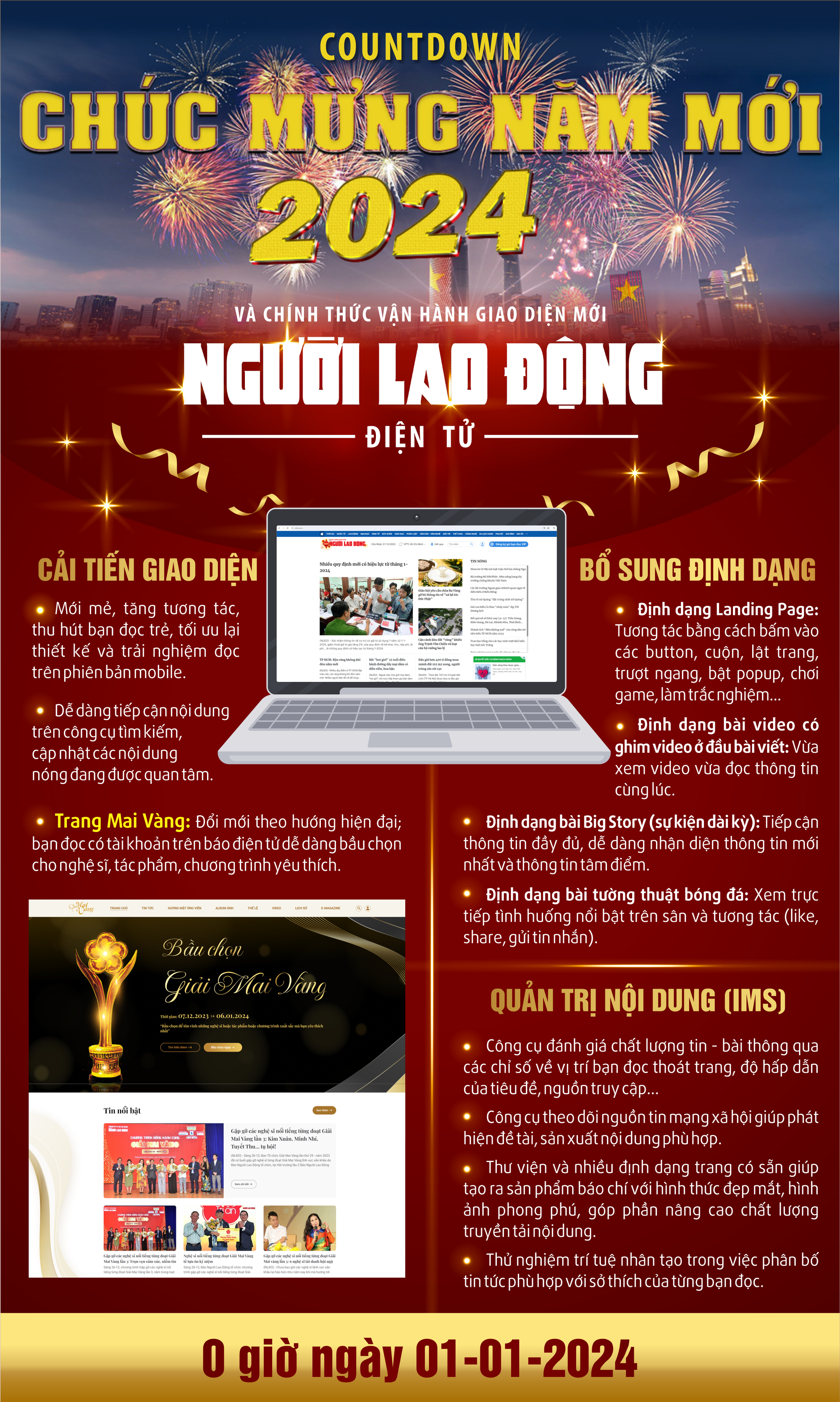 Đếm ngược chào năm mới 2024 và chính thức vận hành giao diện mới Người Lao Động điện tử- Ảnh 1.