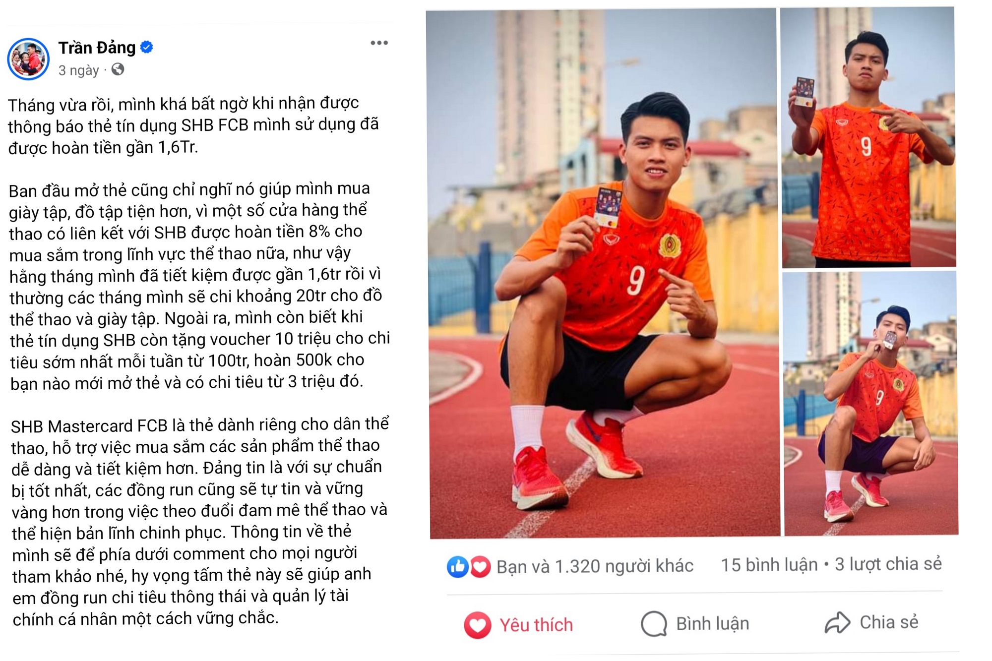 B&agrave;i chia sẻ của "hot boy" điền kinh Trần Đảng thu h&uacute;t được sự quan t&acirc;m của cộng đồng mạng