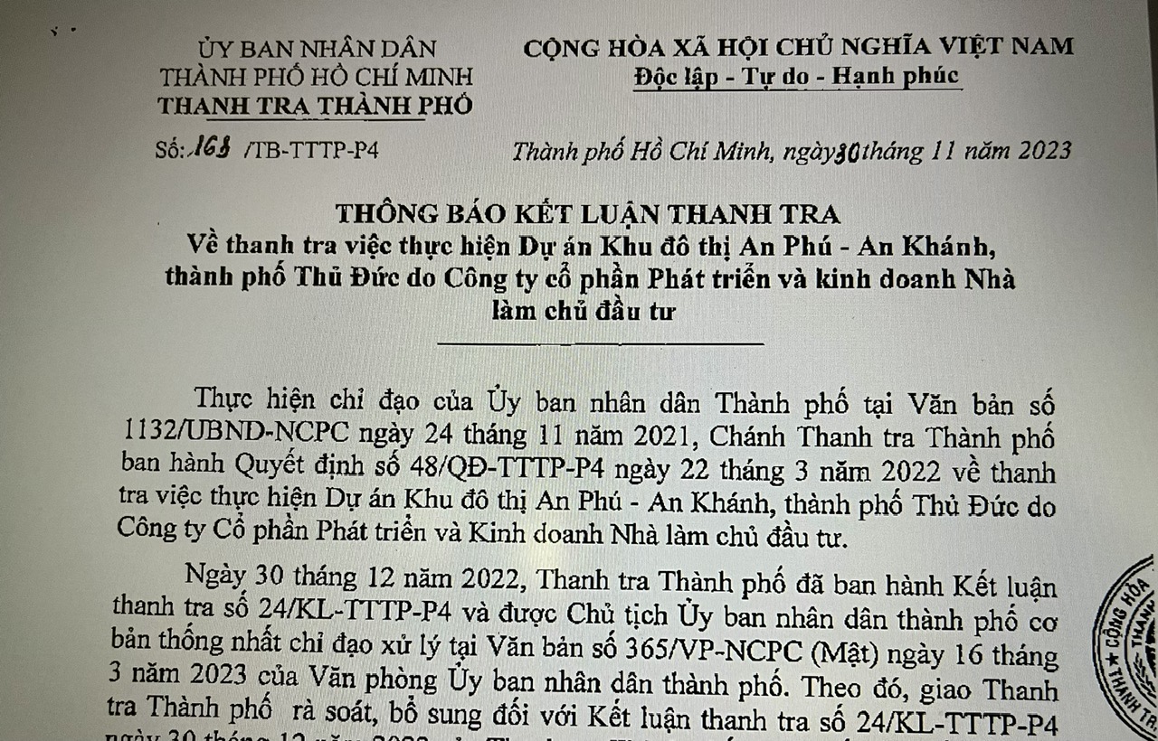 Chủ tịch UBND TP HCM chỉ đạo khắc phục c&aacute;c sai phạm tại Dự &aacute;n Khu đ&ocirc; thị An Ph&uacute; - An Kh&aacute;nh- Ảnh 1.