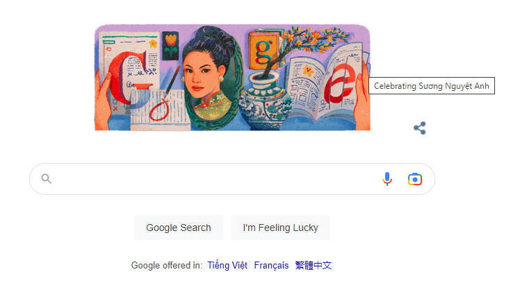 Google tôn vinh nữ sĩ Sương Nguyệt Anh