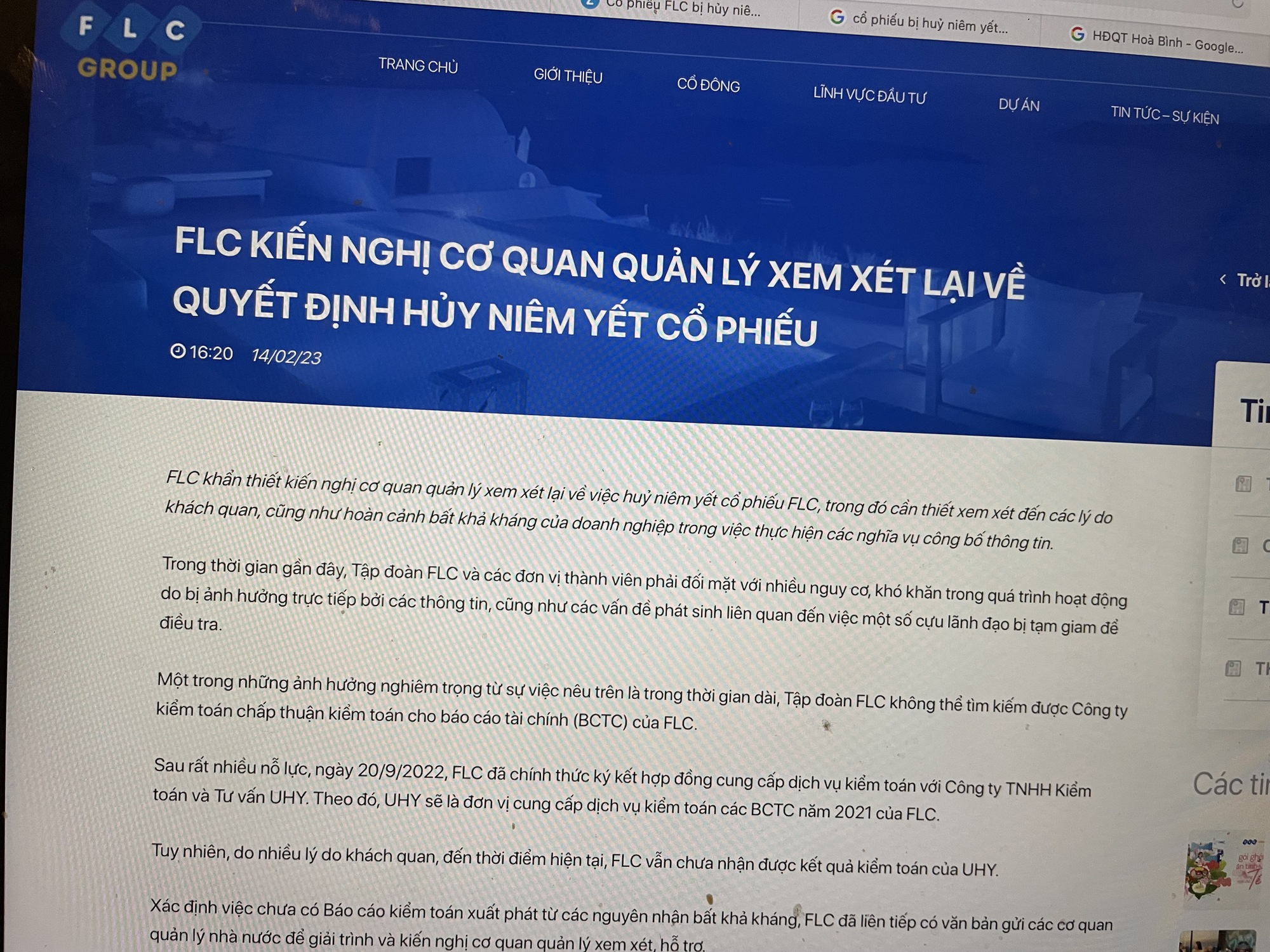 FLC khẩn thiết xin xem x&eacute;t lại việc hủy ni&ecirc;m yết - Ảnh 1.