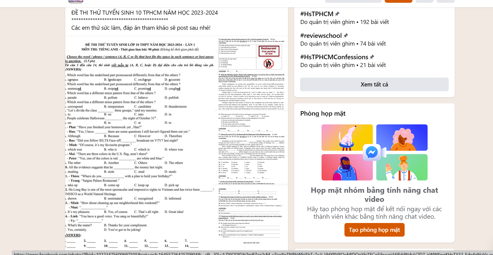 Sự thật đề minh họa kỳ thi tuyển sinh lớp 10 lan truyền ở TP HCM