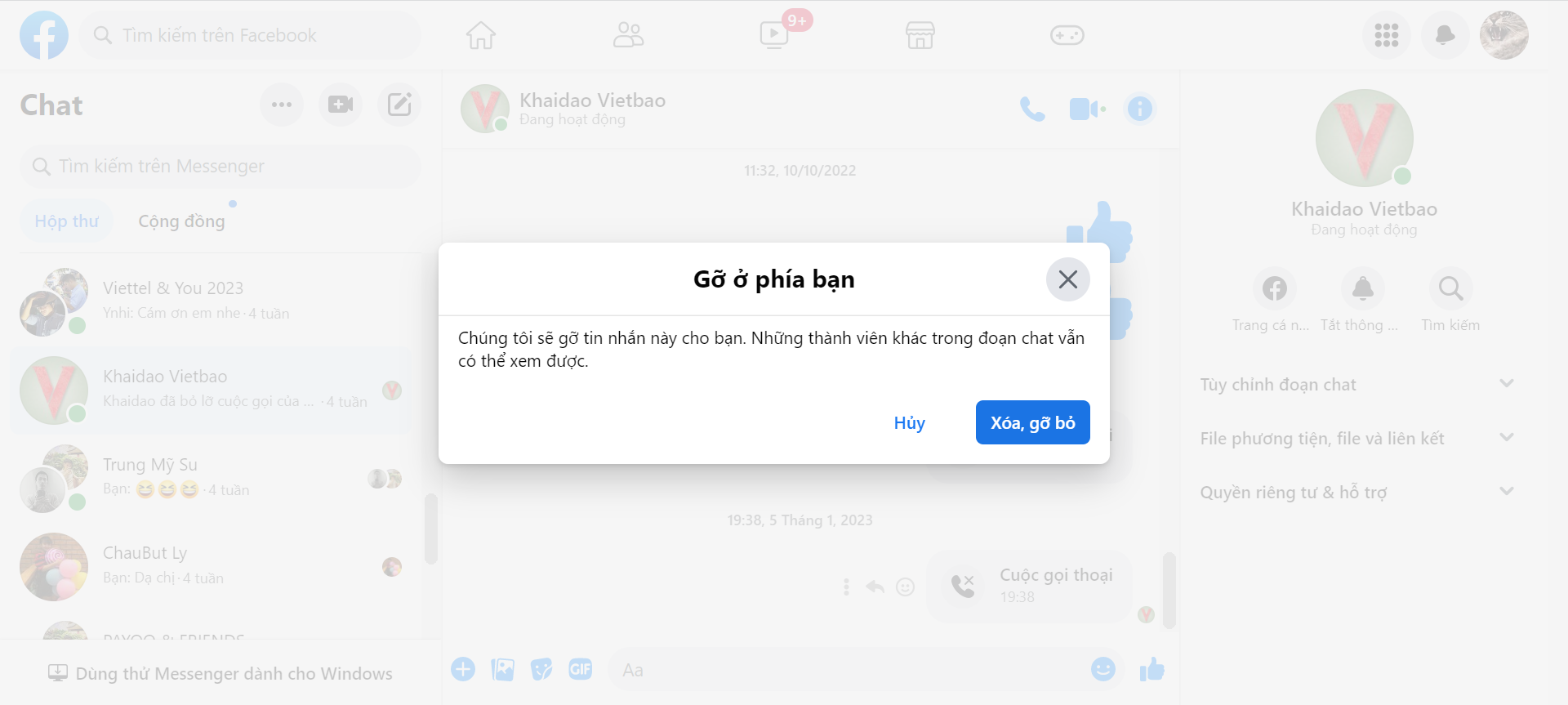 Facebook Messenger bất ngờ không thu hồi được tin nhắn