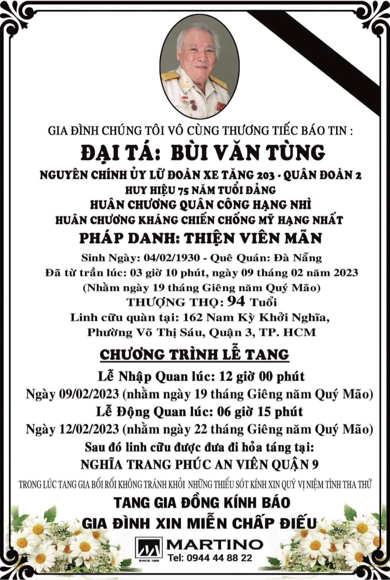 Đại tá Bùi Văn Tùng, nguyên Chính ủy Lữ đoàn xe tăng 203 - Quân đoàn 2 qua đời ở tuổi 94 - Ảnh 1.