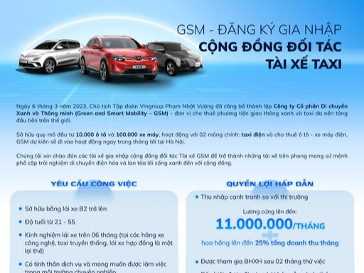 Công ty taxi điện của ông Phạm Nhật Vượng ồ ạt tuyển tài xế