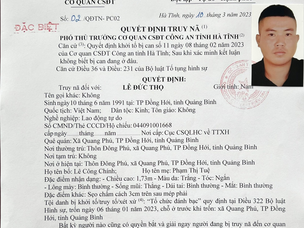 Truy n&atilde; đặc biệt 1 đối tượng li&ecirc;n quan đường d&acirc;y c&aacute; độ 6.000 tỉ đồng  - Ảnh 1.