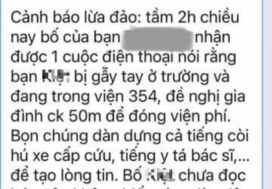 Sở GD-ĐT Hà Nội cảnh báo lừa đảo con đang cấp cứu - Ảnh 1.