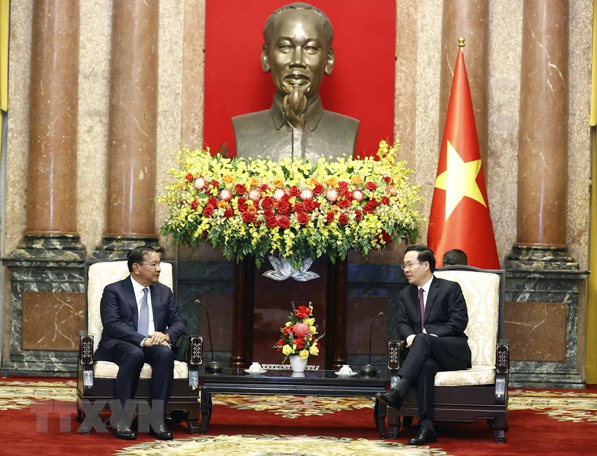 Chủ tịch nước V&otilde; Văn Thưởng tiếp Ph&oacute; Thủ tướng, Bộ trưởng Ngoại giao Campuchia - Ảnh 3.