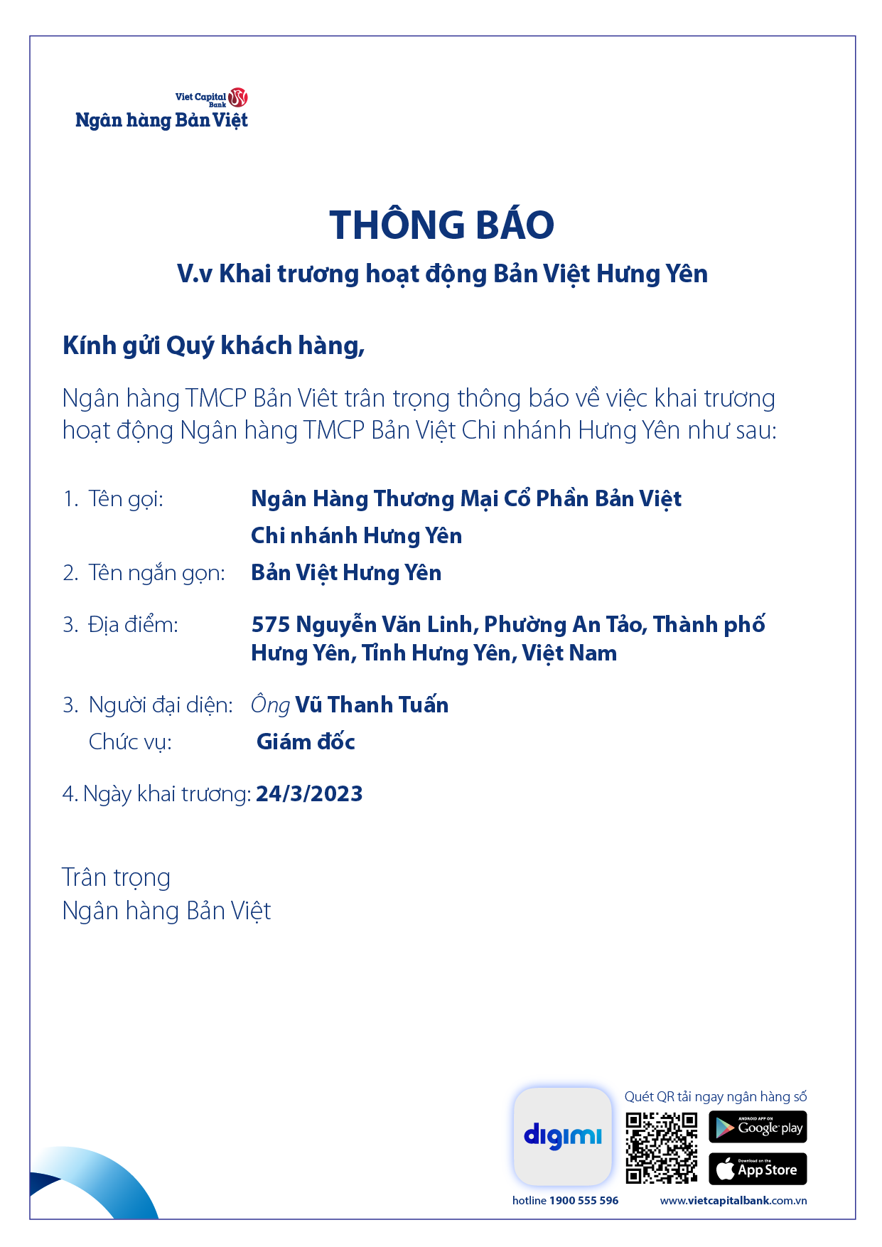 Th&ocirc;ng b&aacute;o khai trương hoạt động Bản Việt Hưng Y&ecirc;n - Ảnh 1.