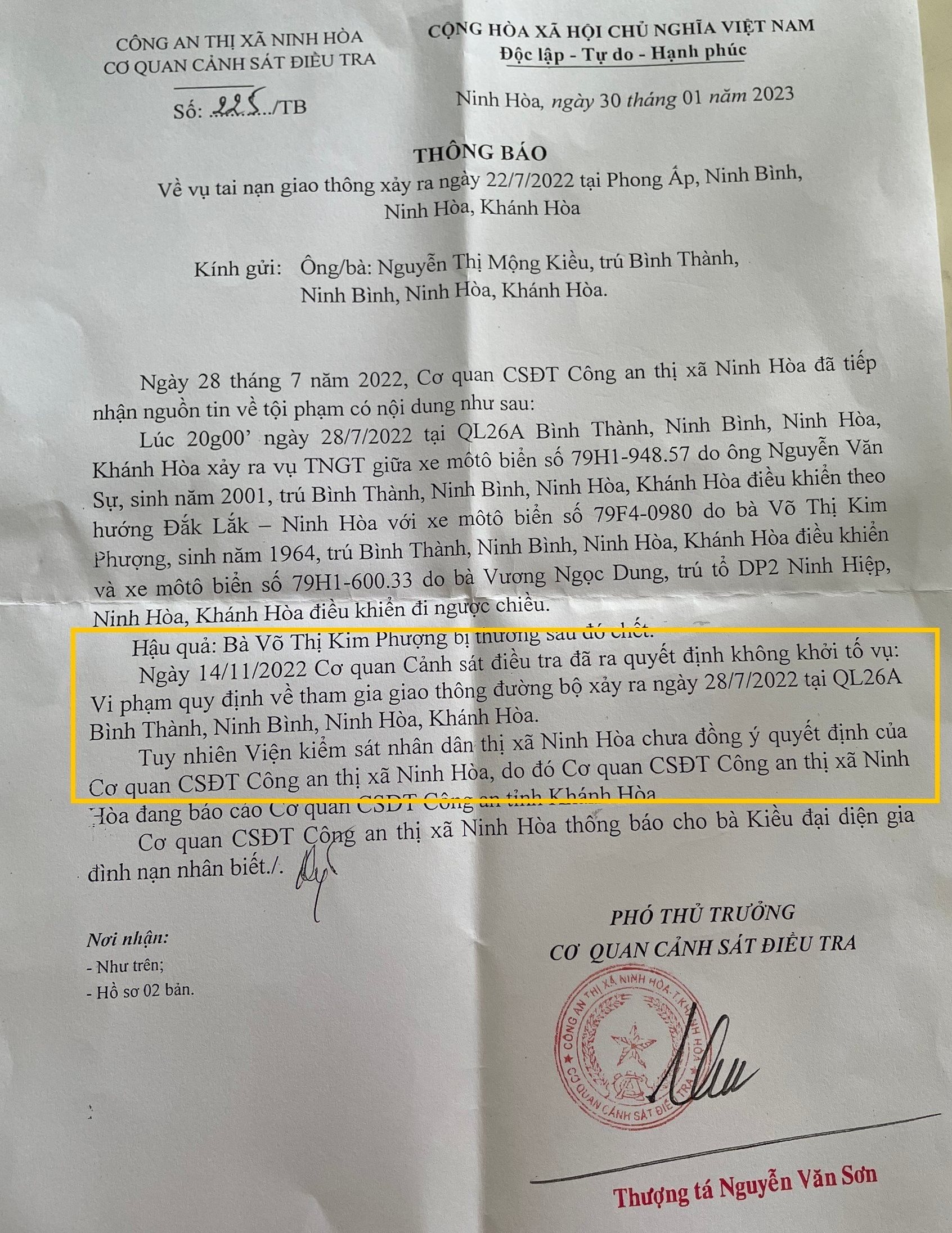 CSĐT và VKSND thị xã Ninh Hòa nói gì về vụ tai nạn chết người ở Khánh Hòa? - Ảnh 2.