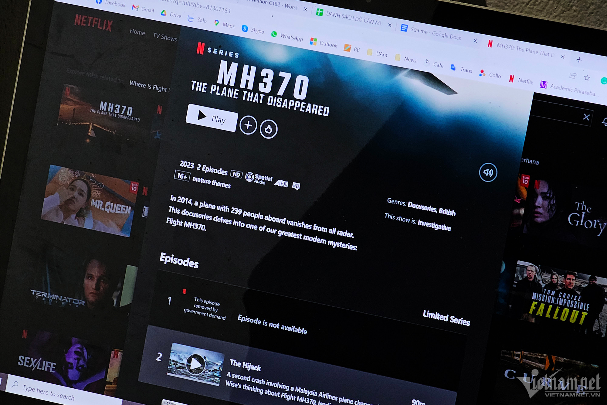 Netflix gỡ bỏ tập 1 bộ phim "MH370: Chiếc máy bay mất tích" có nội dung sai lệch