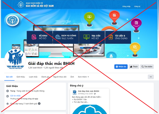 Mất tiền vì nhắn tin với fanpage giả mạo BHXH Việt Nam