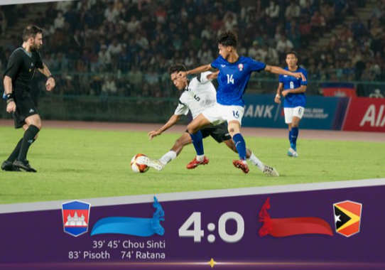 SEA Games 32: Chủ nhà U22 Campuchia soán ngôi đầu bảng A
