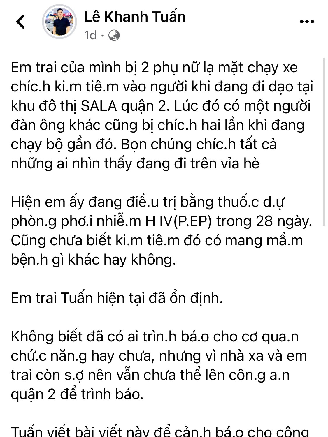TP HCM: X&ocirc;n xao th&ocirc;ng tin nam thanh ni&ecirc;n bị 2 phụ nữ ch&iacute;ch kim ti&ecirc;m v&agrave;o người  - Ảnh 1.