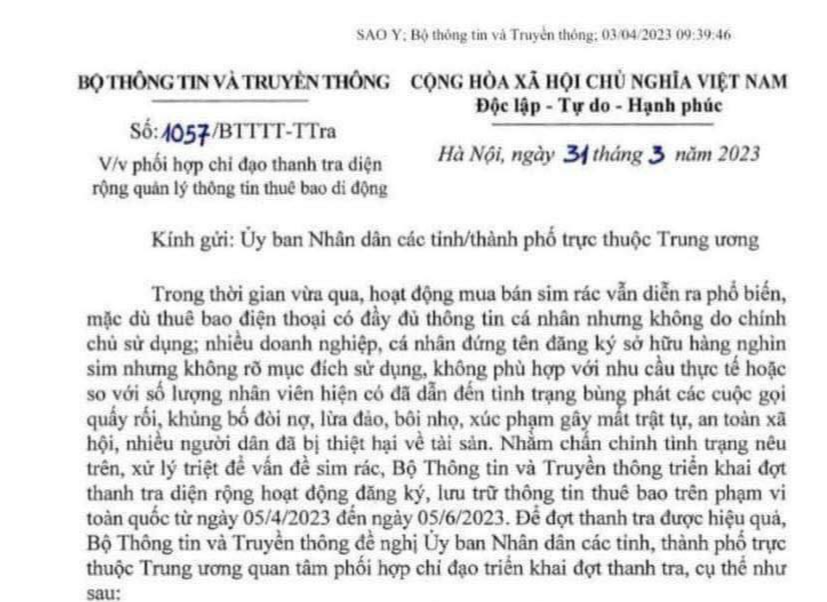 H&ocirc;m nay, bắt đầu thanh tra diện rộng quản l&yacute; th&ocirc;ng tin thu&ecirc; bao của nh&agrave; mạng - Ảnh 1.