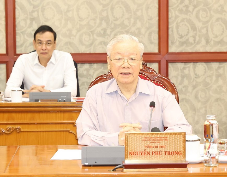 Những h&igrave;nh ảnh Tổng B&iacute; thư Nguyễn Ph&uacute; Trọng chủ tr&igrave; họp Bộ Ch&iacute;nh trị, Ban B&iacute; thư - Ảnh 2.