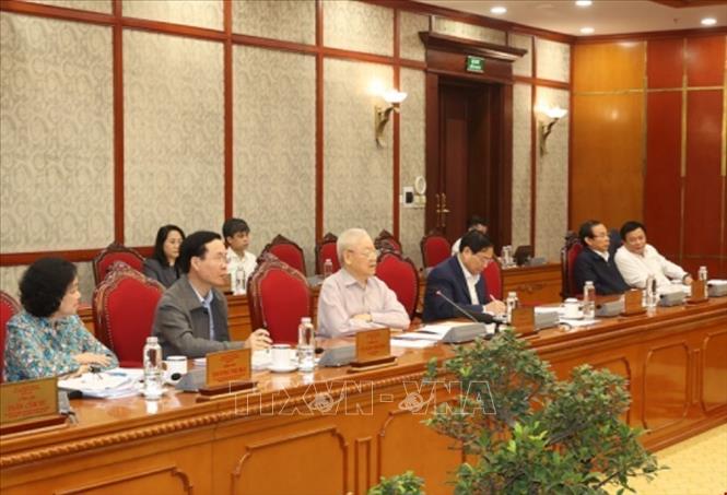 Những h&igrave;nh ảnh Tổng B&iacute; thư Nguyễn Ph&uacute; Trọng chủ tr&igrave; họp Bộ Ch&iacute;nh trị, Ban B&iacute; thư - Ảnh 5.