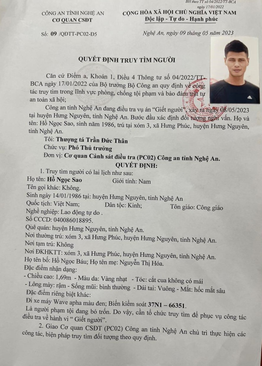 Th&ocirc;ng b&aacute;o truy t&igrave;m 2 nghi phạm trong vụ &aacute;n giết người - Ảnh 2.