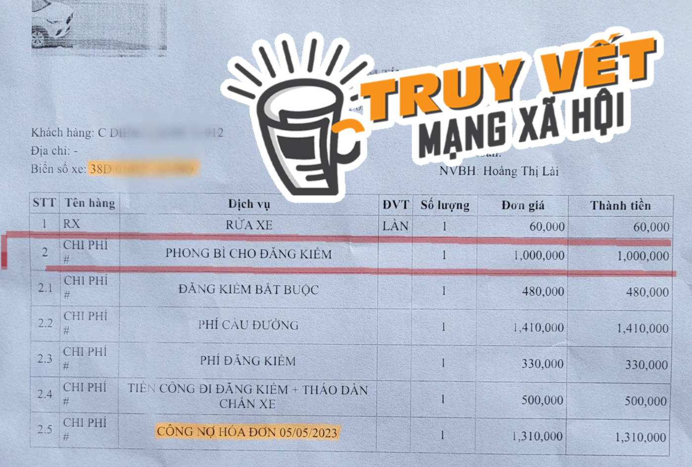 Trần tình của chủ gara ô tô có tờ hóa đơn chi "Phong bì cho đăng kiểm"